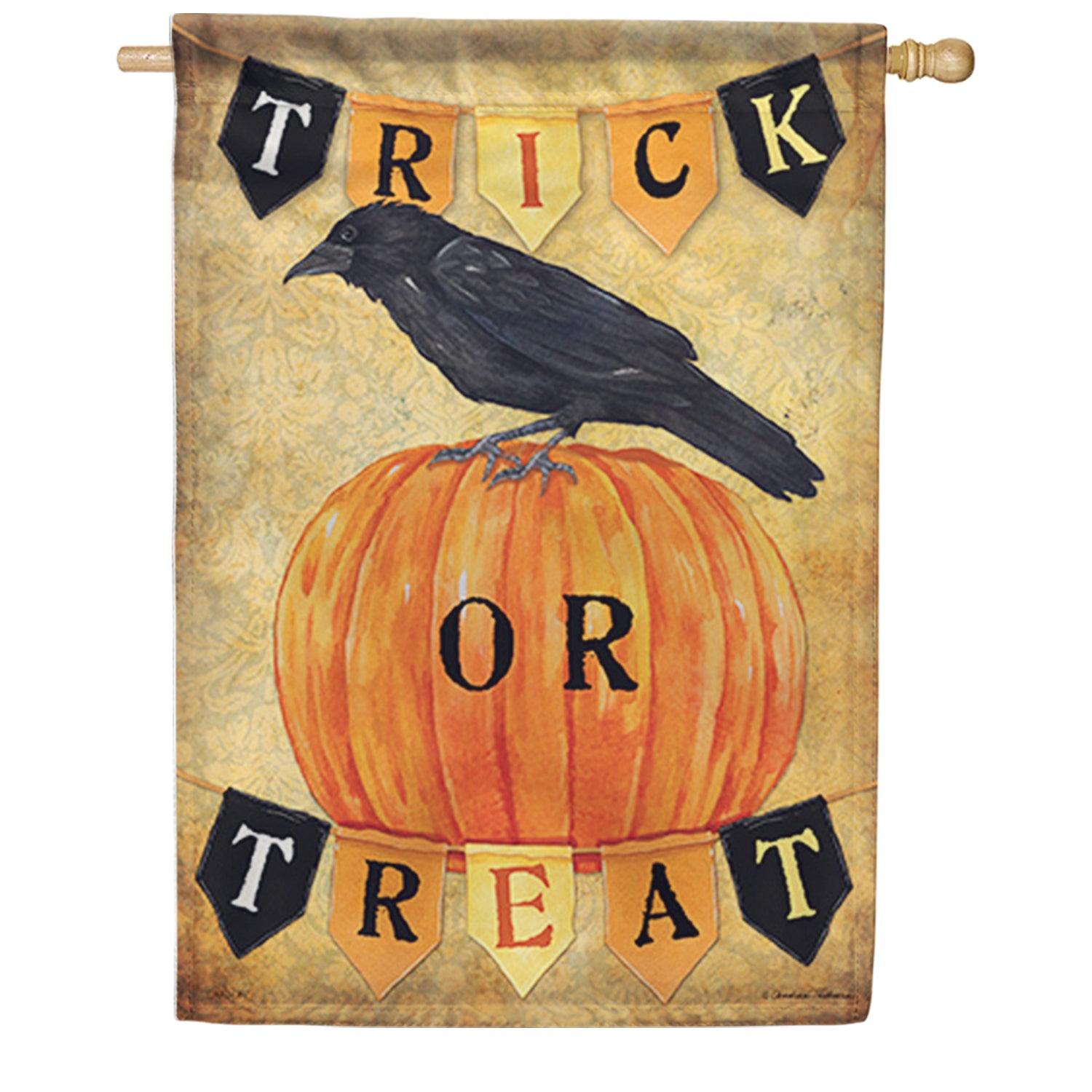 Trick or Treat Crow Dura Soft House Flag