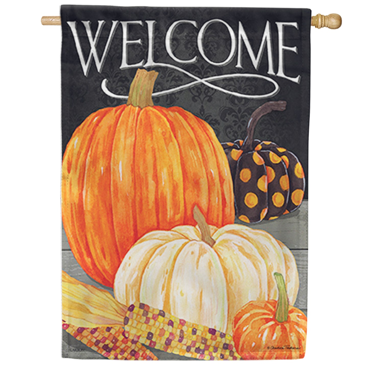 Welcome Pumpkin Trio Dura Soft House Flag
