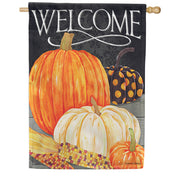 Welcome Pumpkin Trio Dura Soft House Flag