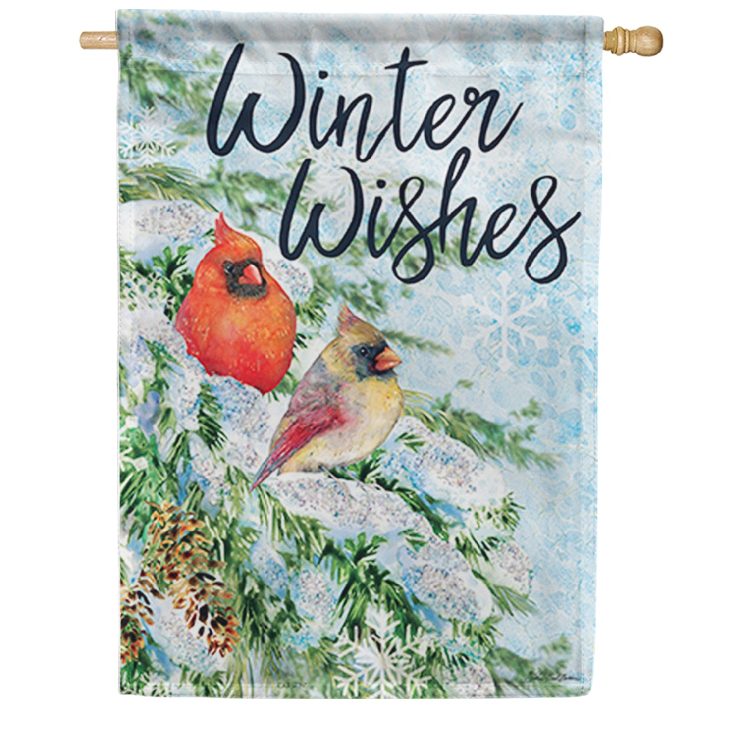 Snowy Pines & Cardinal Dura Soft House Flag