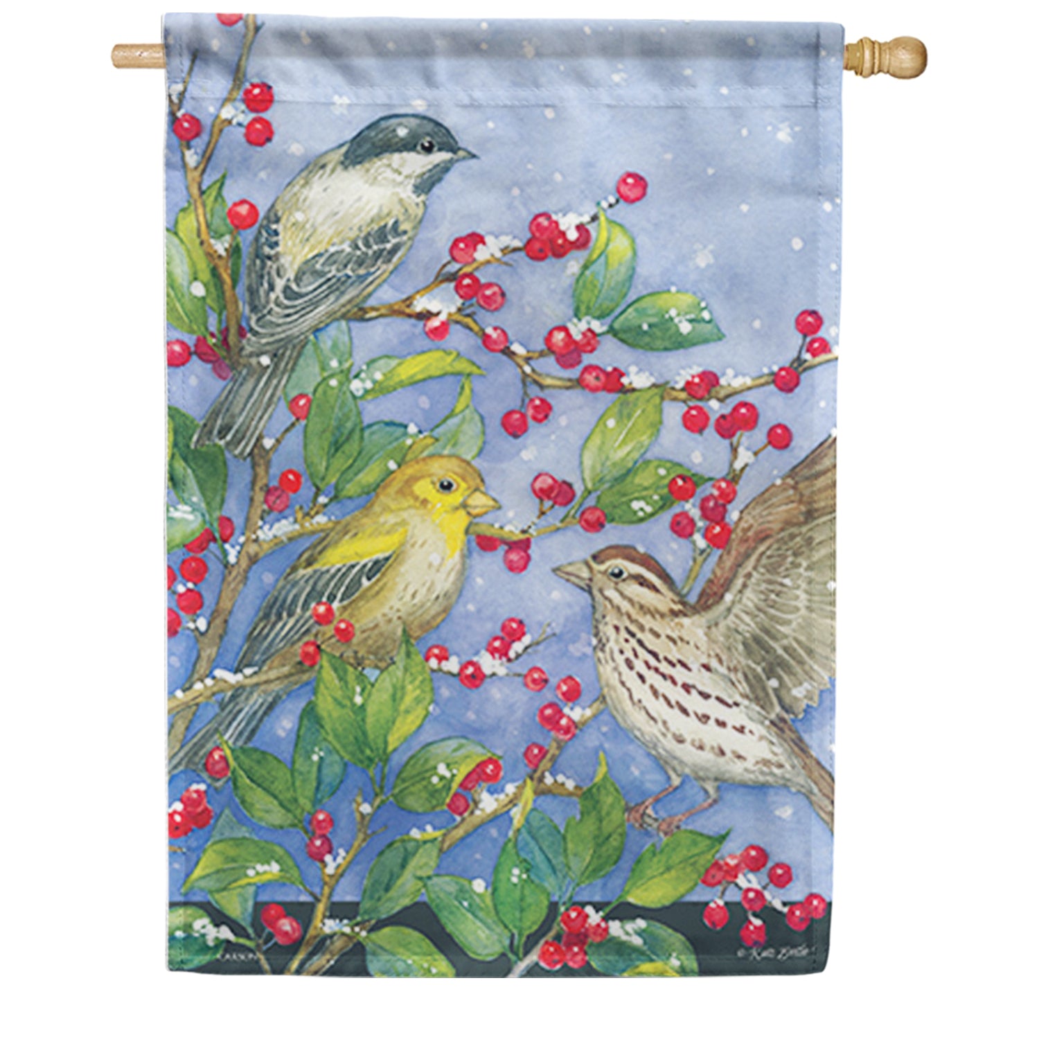 Winter Birds Dura Soft House Flag