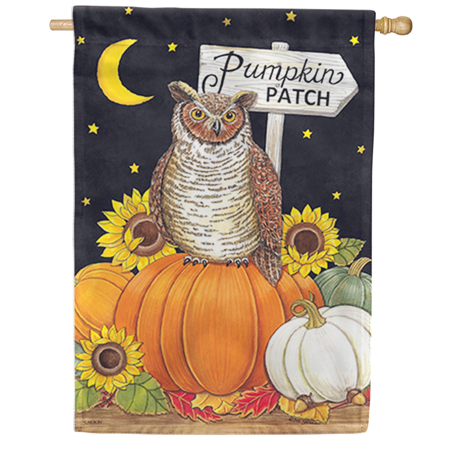 Pumpkin Patch Owl Dura Soft House Flag