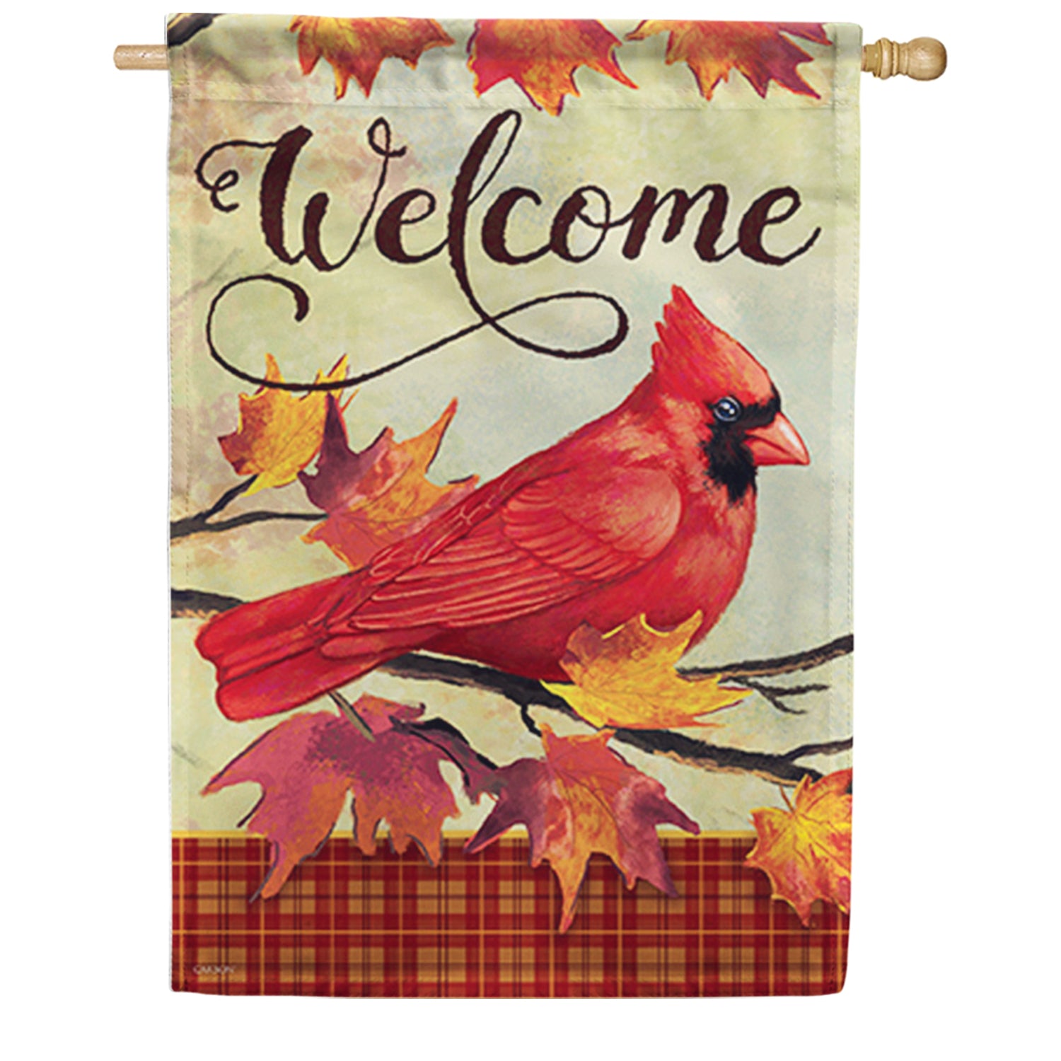 Autumn Day Cardinal Dura Soft House Flag