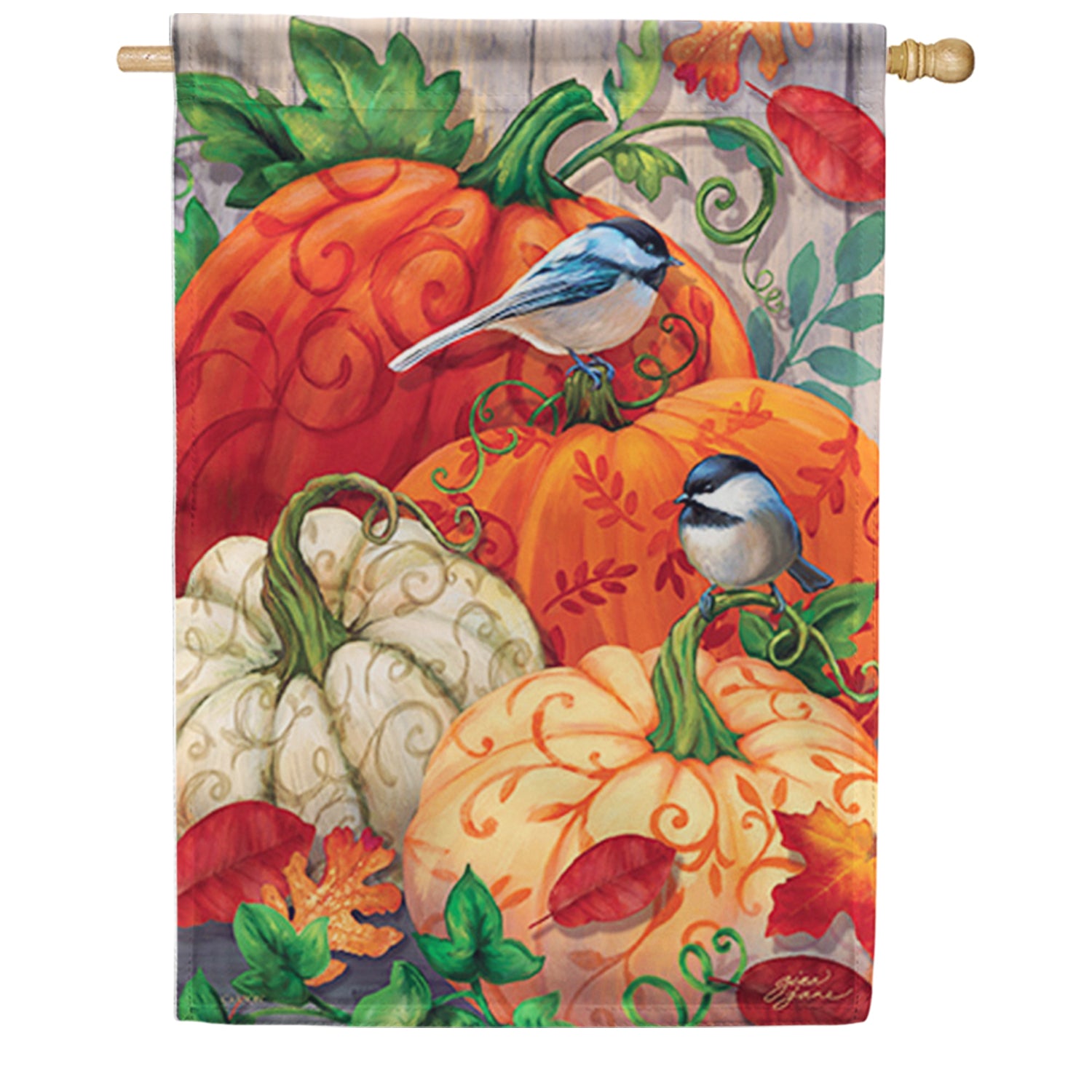 Scrollwork Pumpkins Dura Soft House Flag