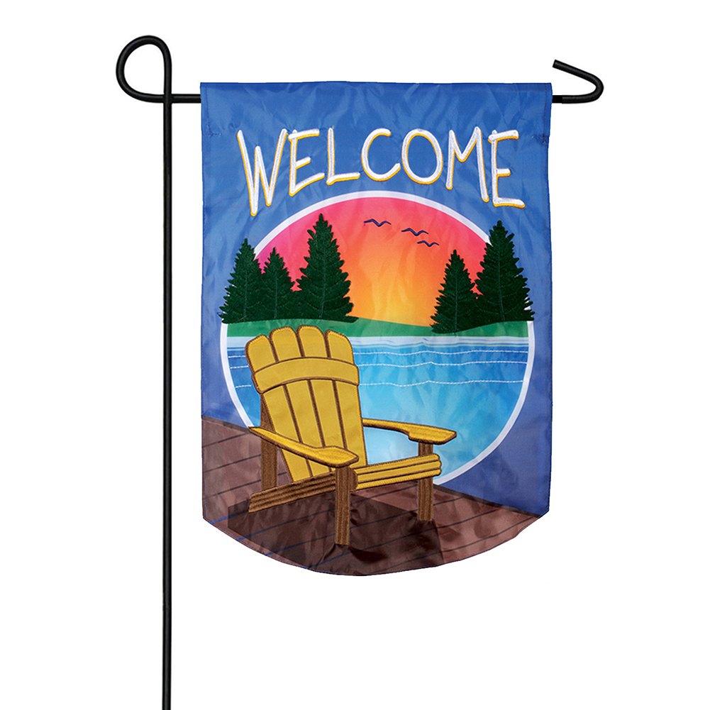 Adirondack Sunset Applique Garden Flag