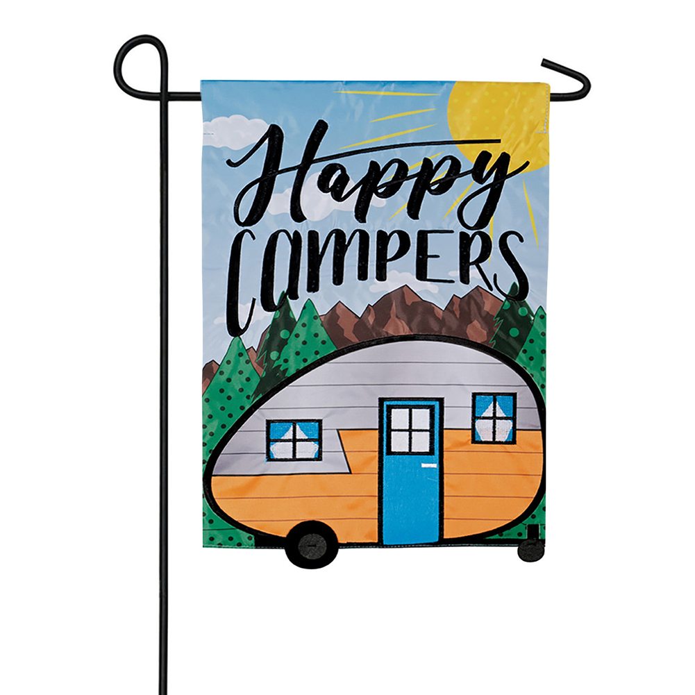 Happy Campers Applique Garden Flag