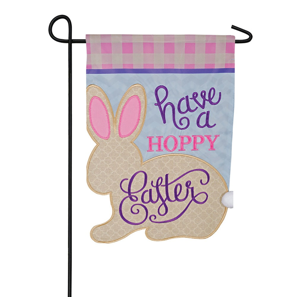 Hoppy Easter Applique Garden Flag