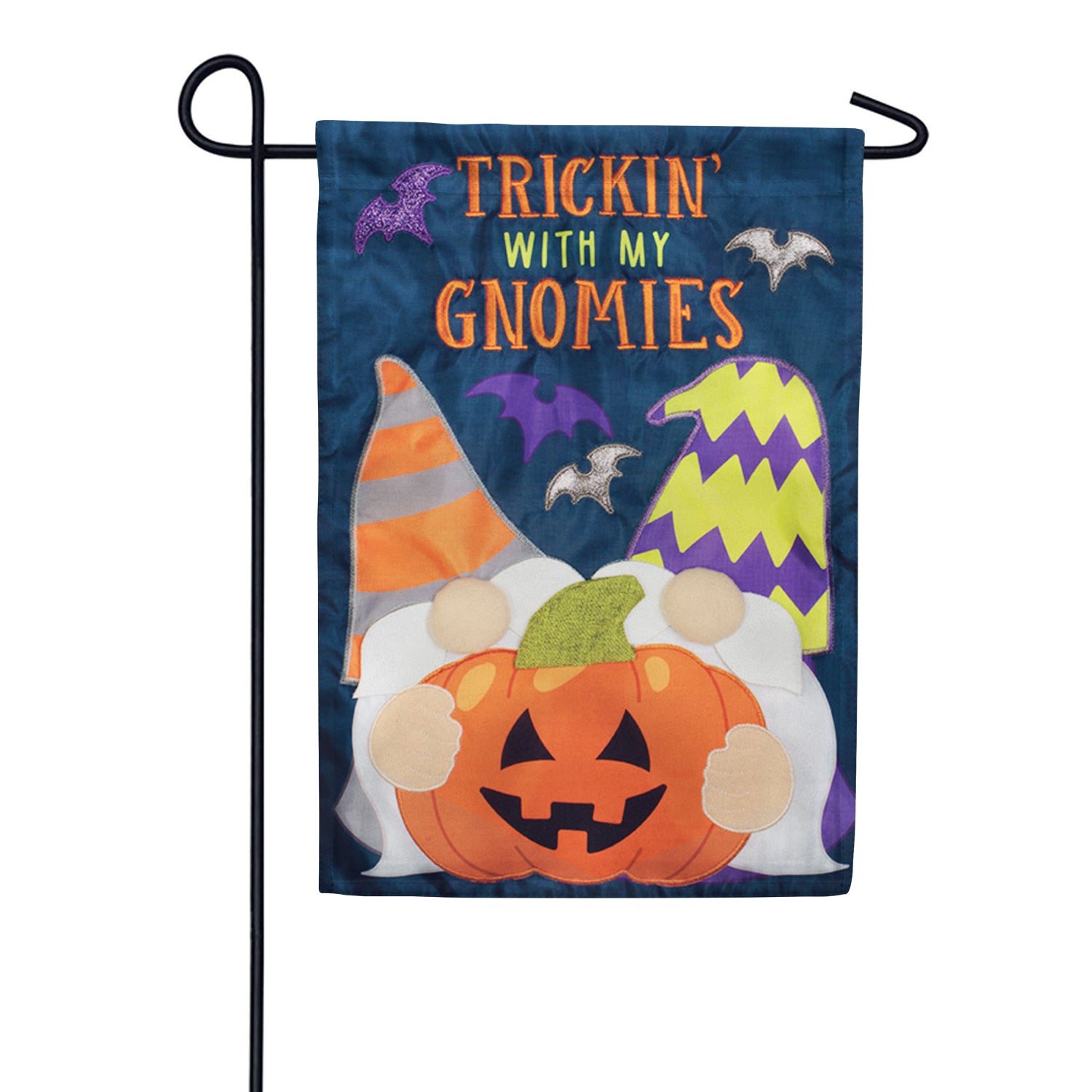 Trickin' With My Gnomies Applique Garden Flag