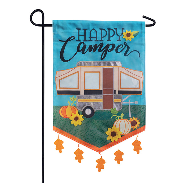Happy Camper Applique Garden Flag