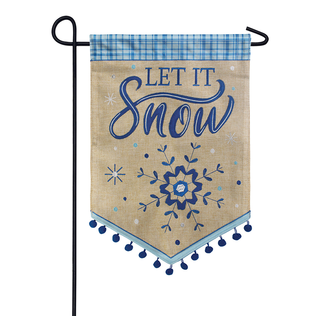 Let It Snow Applique Garden Flag