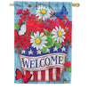 Patriotic Flowers House Flag