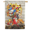 Fall Flowers and Birds House Flag