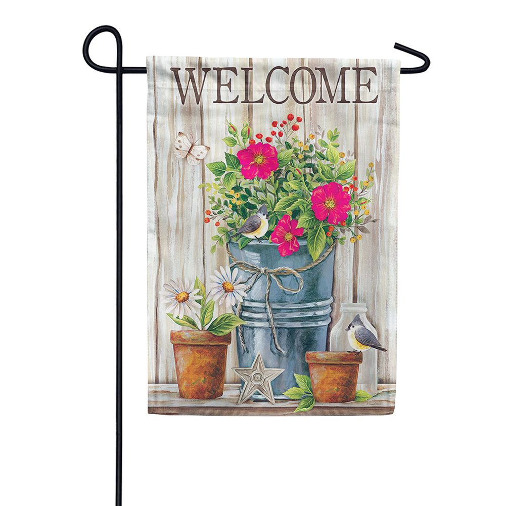 Wildflower Pail Garden Flag