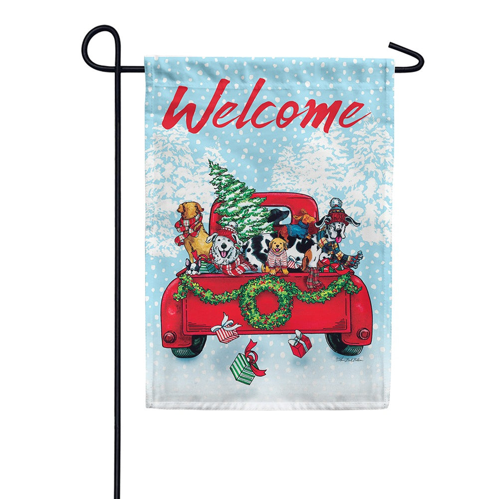 Puppy Truck Garden Flag