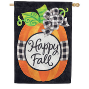 Gingham Pumpkin House Flag