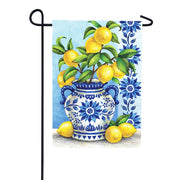Blue Willow and Lemons Garden Flag