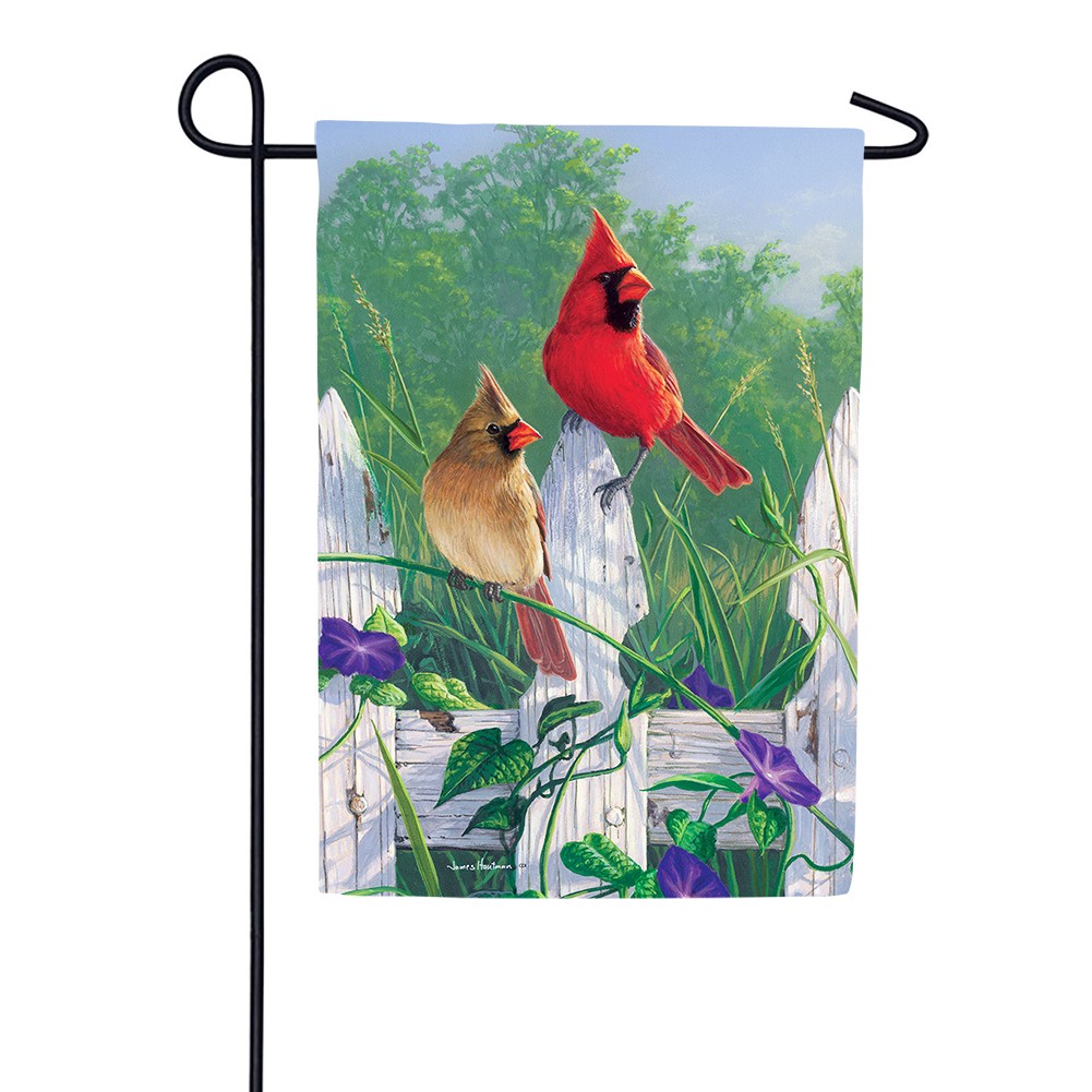 Fence Cardinals Garden Flag