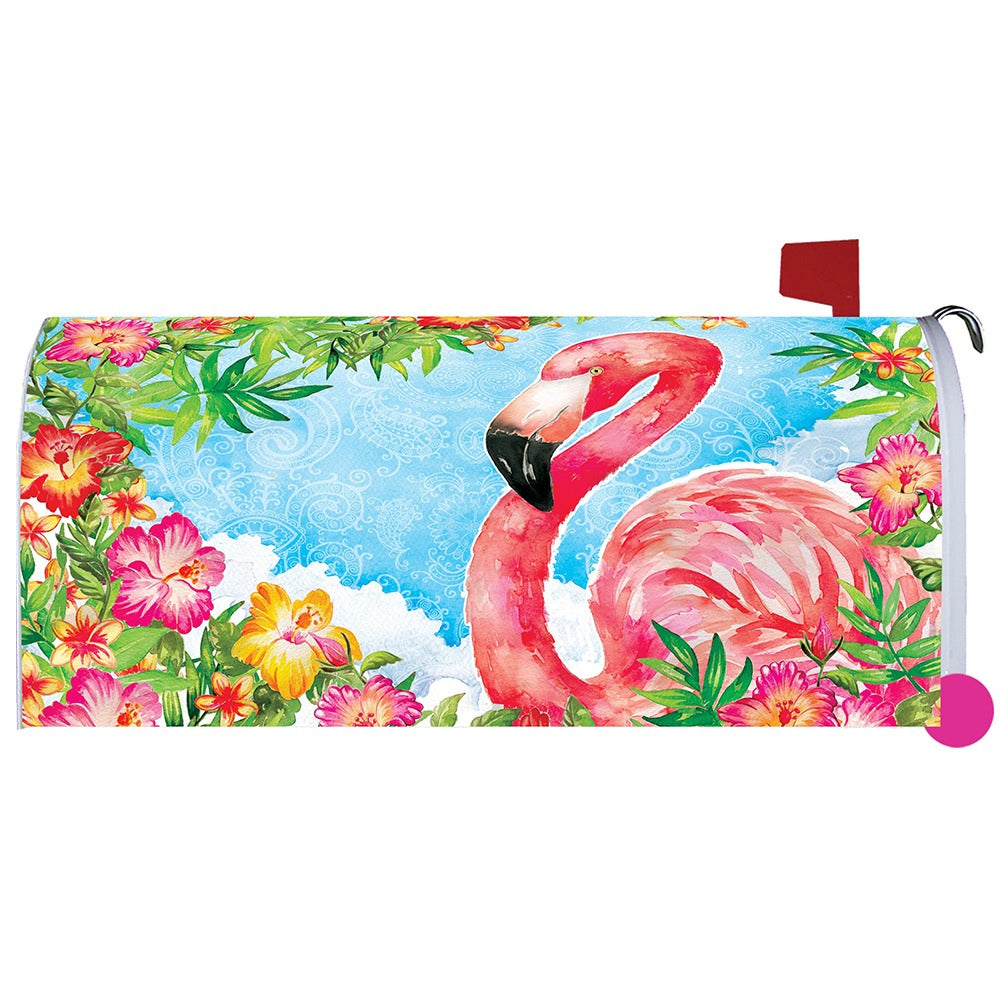 Floral Flamingo Mailbox Cover