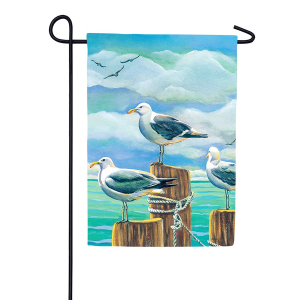 Seagull Pilings Garden Flag