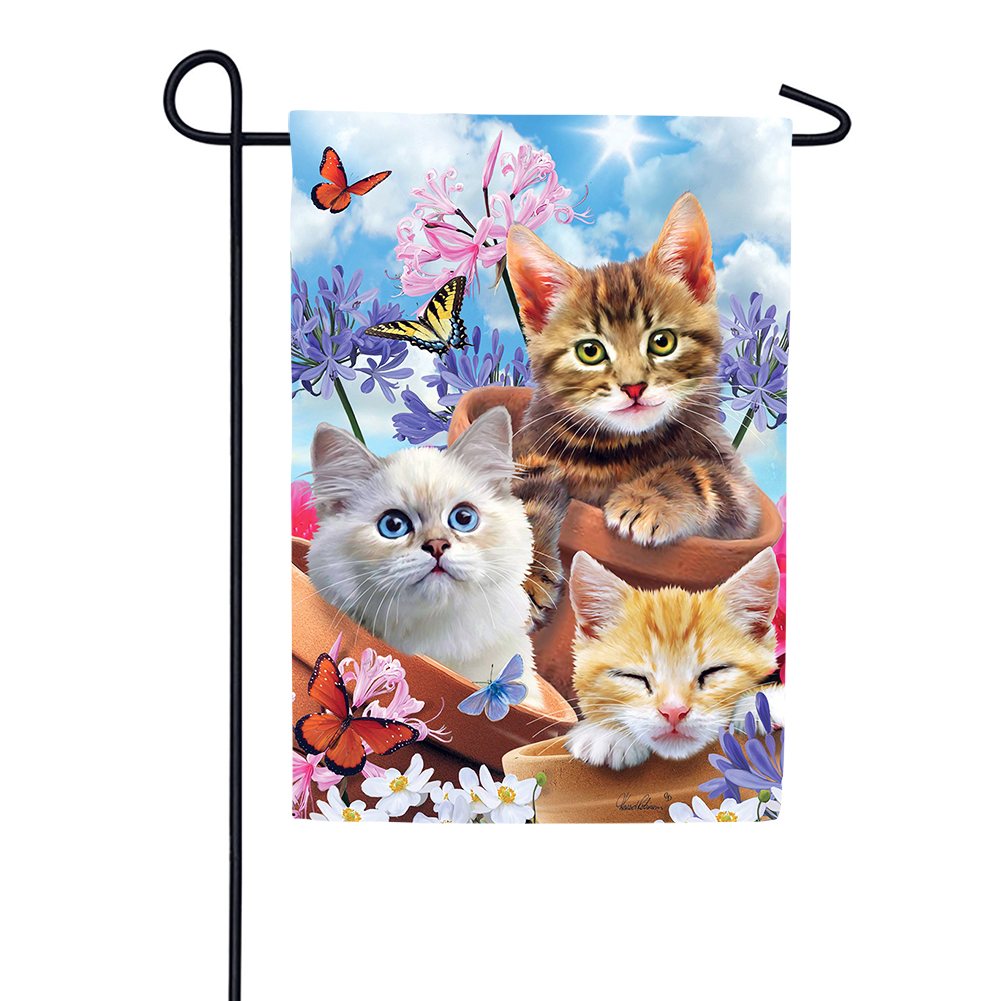 Kittens and Flowers Garden Flag