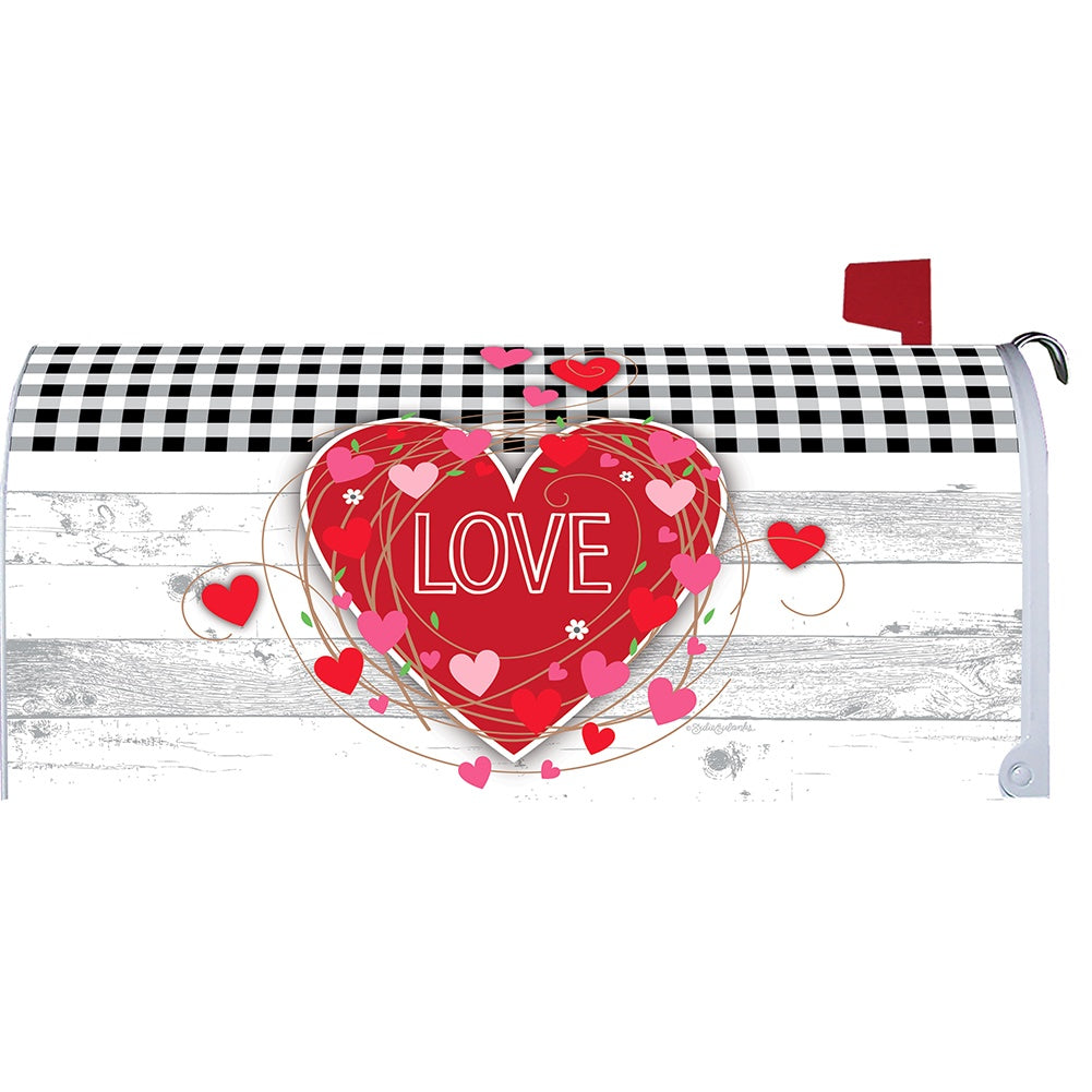 Gingham Heart Mailbox Cover