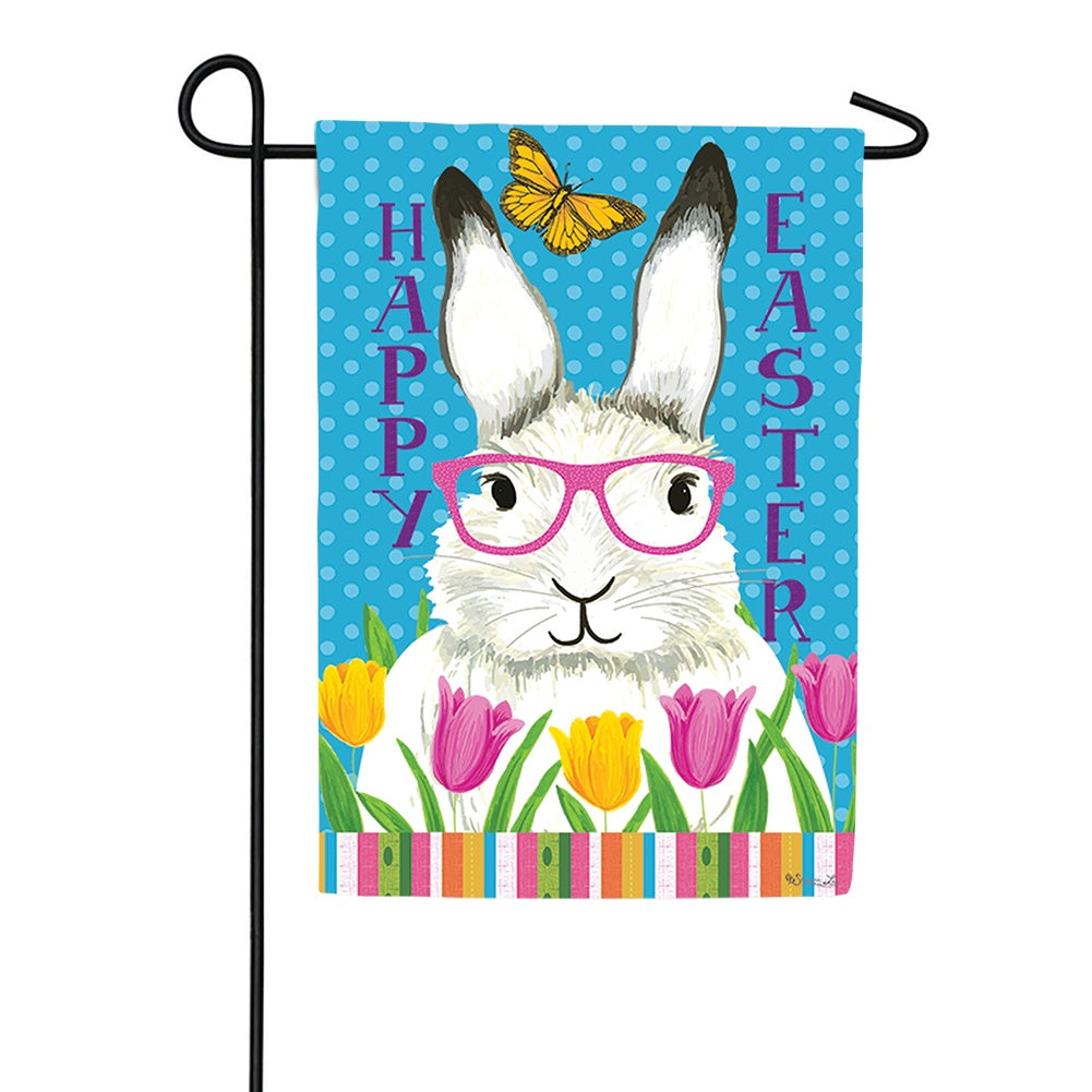 Bunny Glasses Garden Flag