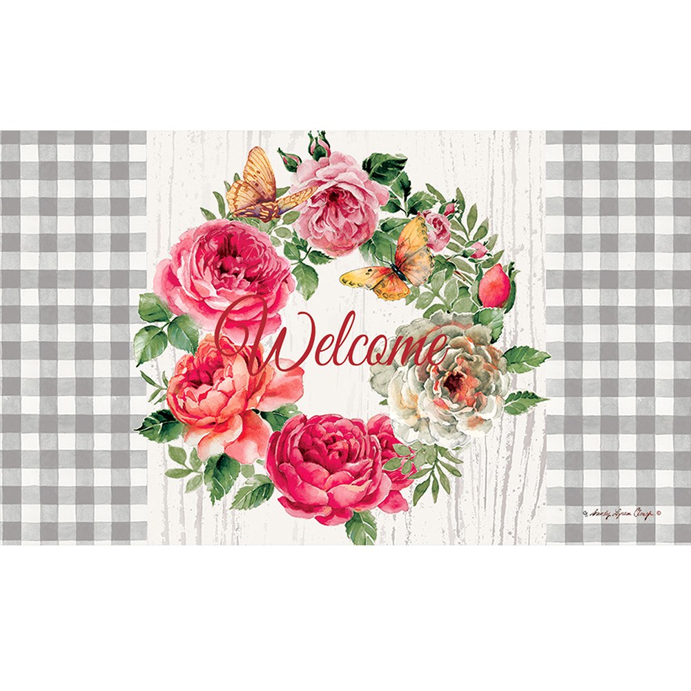 Rose Wreath Door Mat