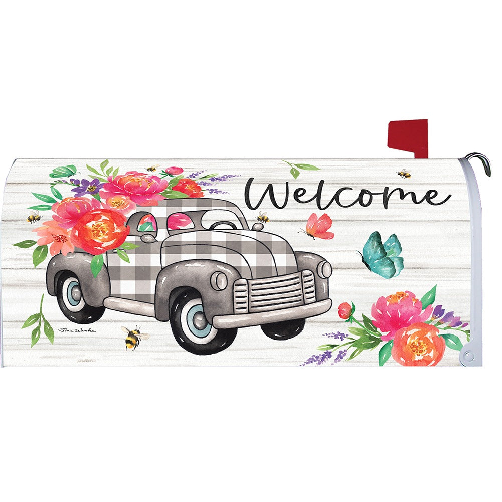Gingham Truck Mailbox Cover