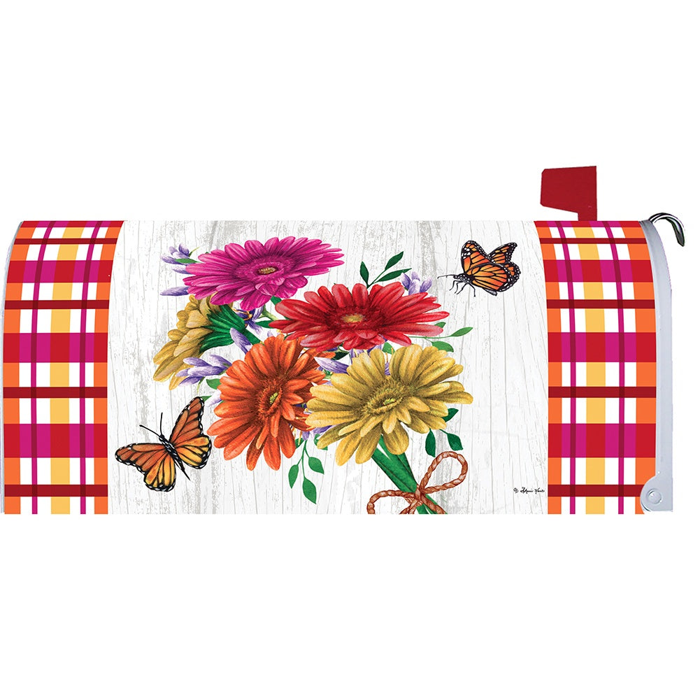 Gerbera Plaid Mailbox Cover