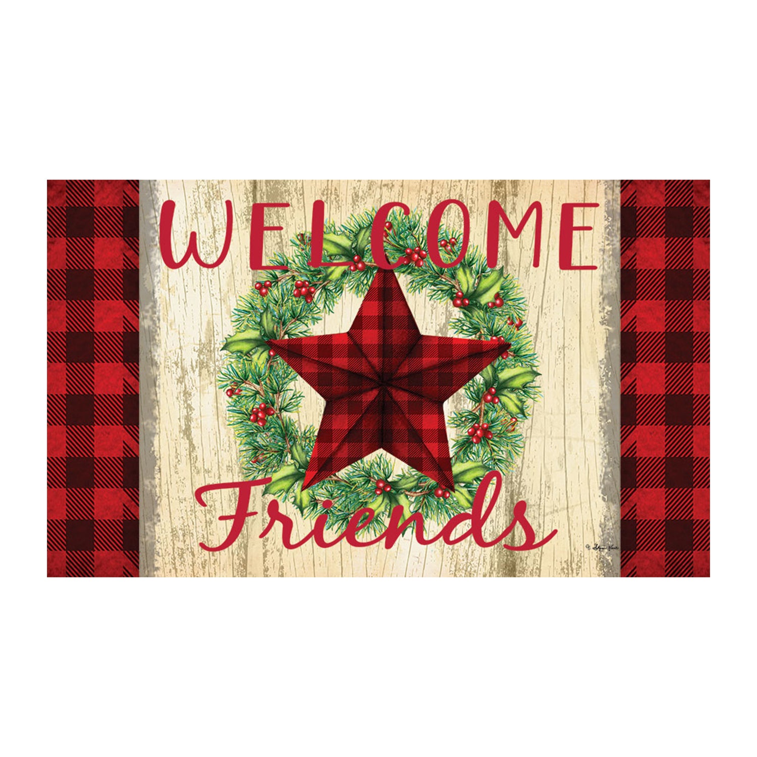 Buffalo Check Star Door Mat