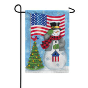 Patriotic Snowman Garden Flag