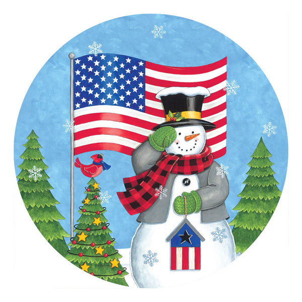 Custom Decor Accent Magnet - Patriotic Snowman