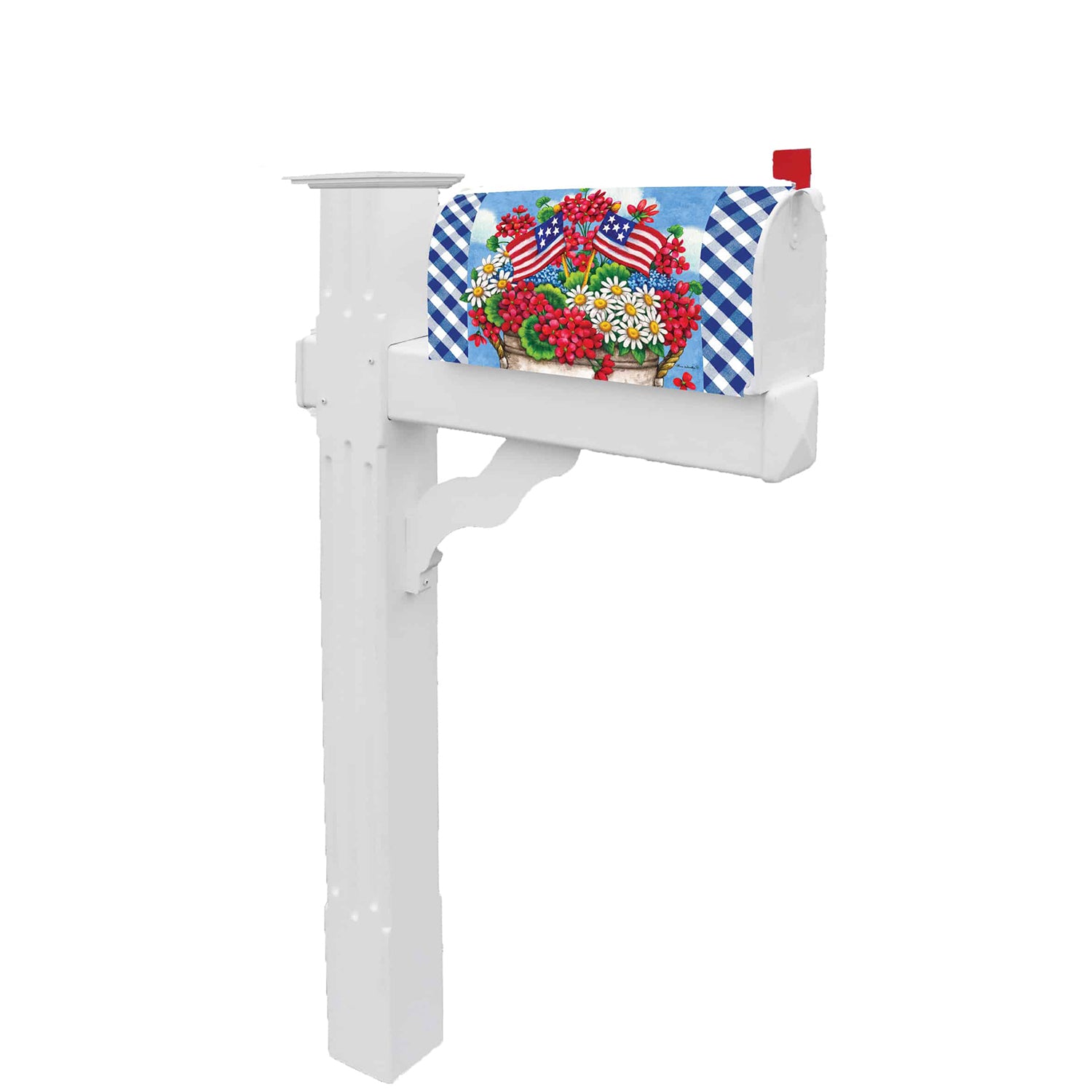 Patriotic Geraniums Mailbox Cover