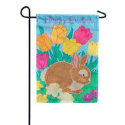 Bunny & Tulips Applique Garden Flag