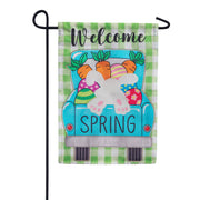 Bunny Truck Applique Garden Flag