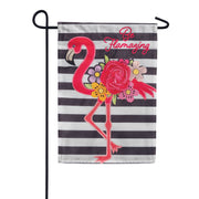 Flamingo Stripes Applique Garden Flag
