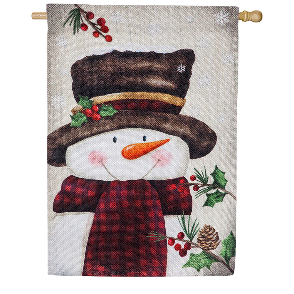 Smiling Snowman Textured Suede House Flag