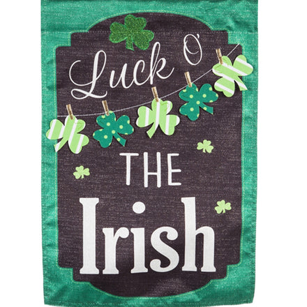 Evergreen St. Patrick's Day Chalkboard Linen House Flag