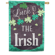 Evergreen St. Patrick's Day Chalkboard Linen House Flag