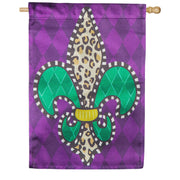 Evergreen Animal Print Fleur De Lis Lustre House Flag