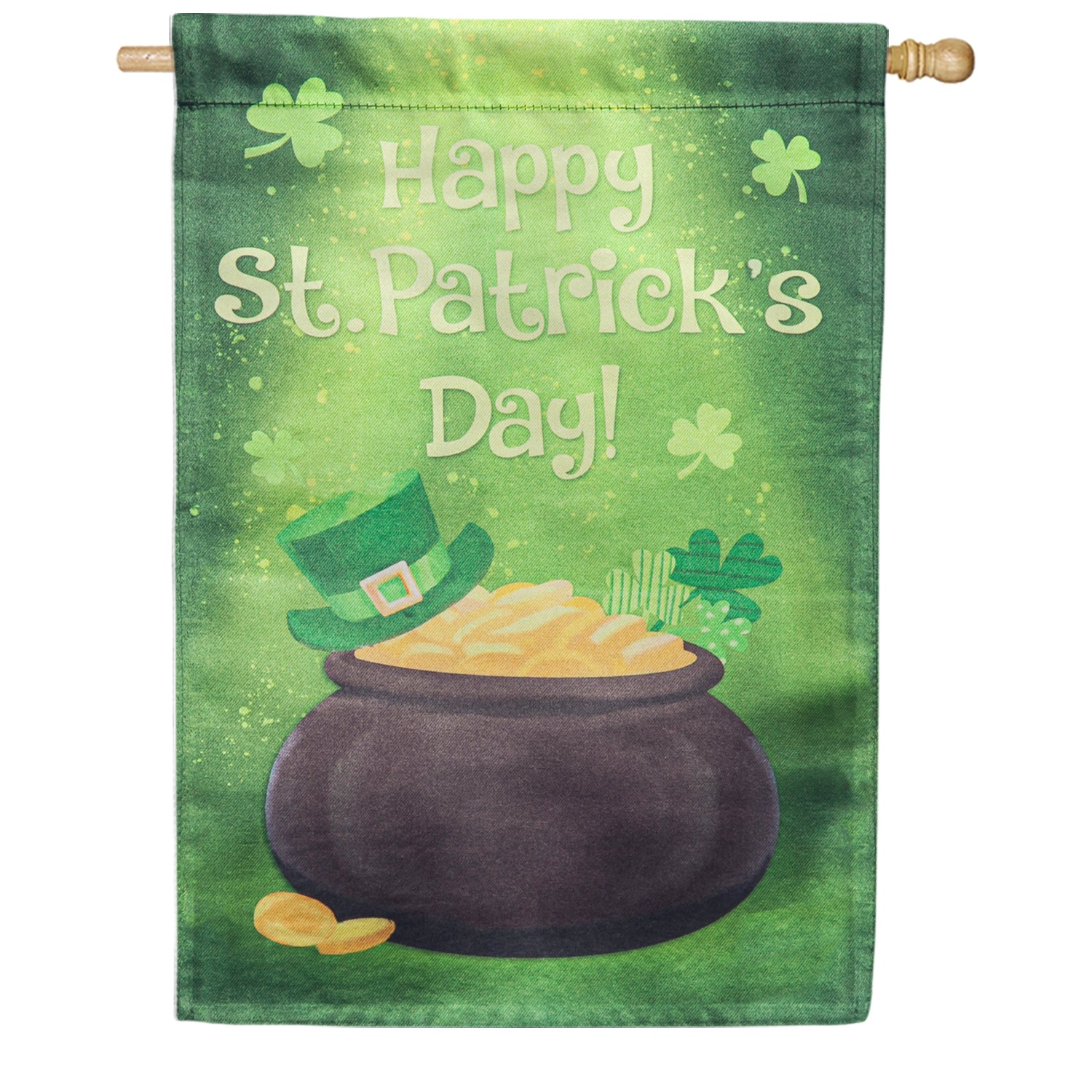 Evergreen Pot Of Gold Lustre House Flag