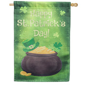 Evergreen Pot Of Gold Lustre House Flag