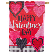 Evergreen Patterned Valentine Hearts Suede House Flag