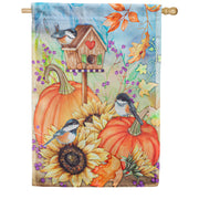 Evergreen Suede 2-Sided House Flag - Autumn Greetings