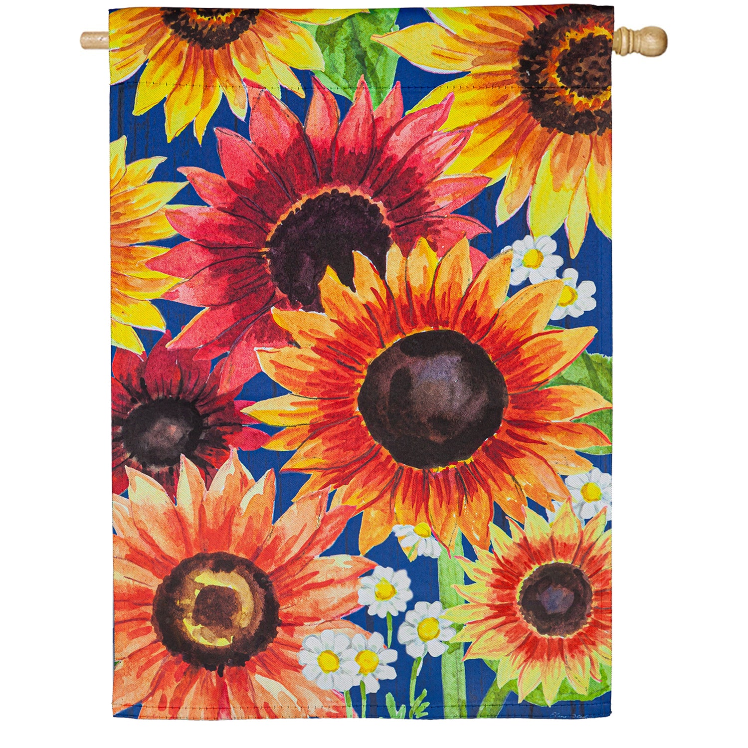 Evergreen Suede 2-Sided House Flag - Multi-Color Sunflowers