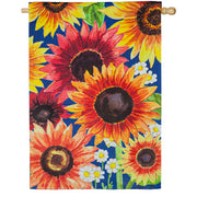 Evergreen Suede 2-Sided House Flag - Multi-Color Sunflowers