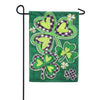 Evergreen Shamrocks with Checks Burlap Garden Flag