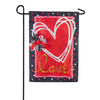 Evergreen Scattered Hearts and Bow Burlap Garden Flag