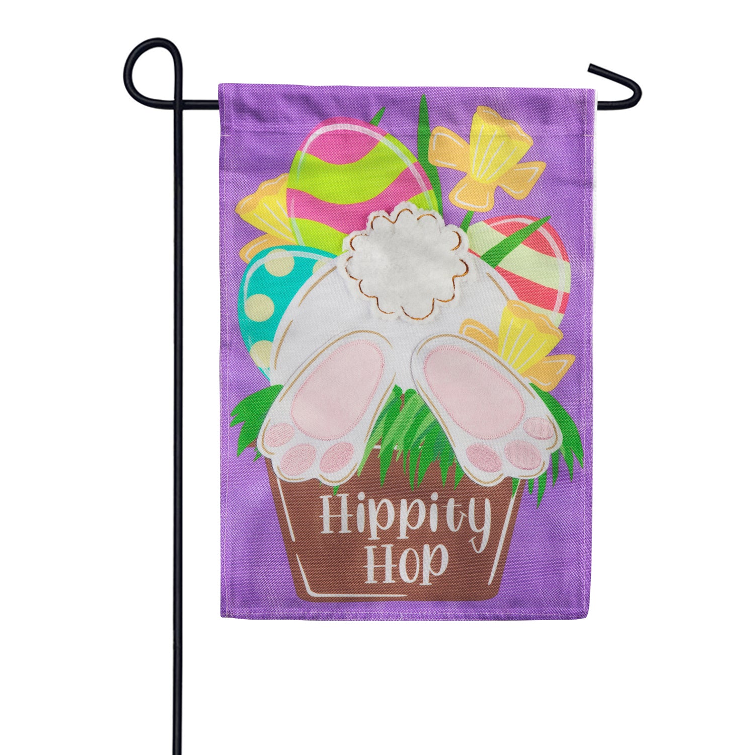 Evergreen Hip Hop Bunny Burlap Garden Flag