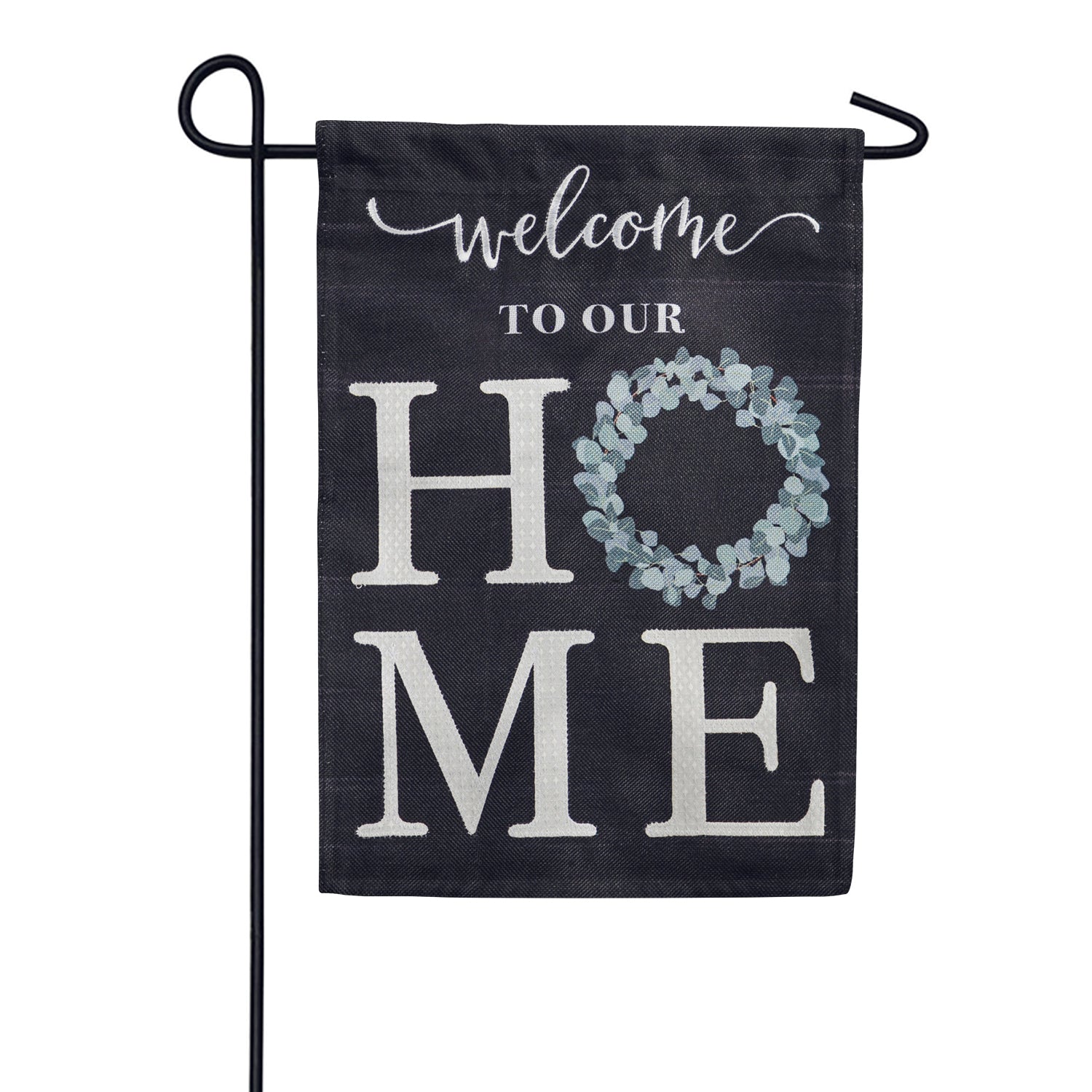 Evergreen Eucalyptus Welcome Burlap Garden Flag